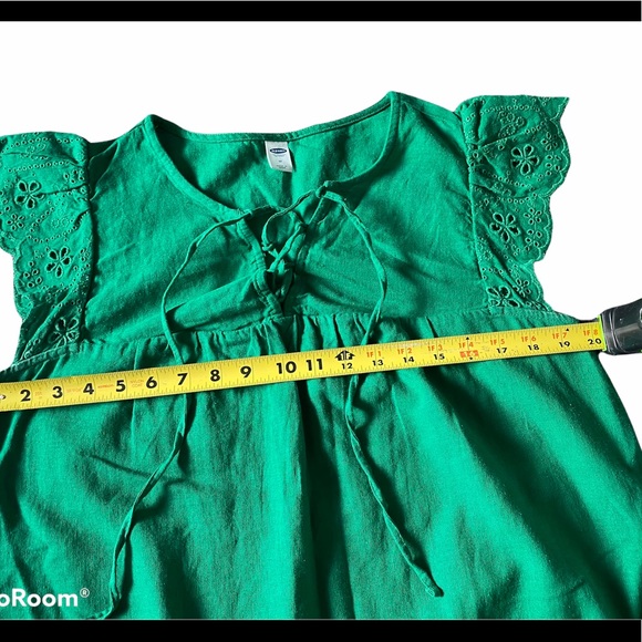 Old Navy Medium Green Linen Eyelet Dress - Picture 6 of 11